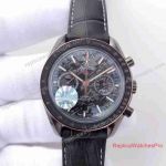 Swiss Replica Omega Seamaster Chronograph Black Leather Watch